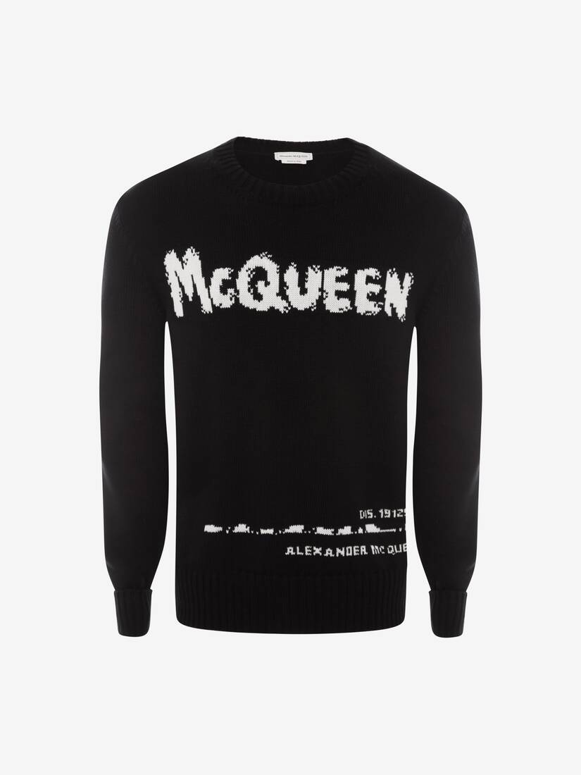 Prendas De Punto Alexander McQueen Graffiti Cuello Redondo Hombre - Negros - Mexico 218-PDATOV